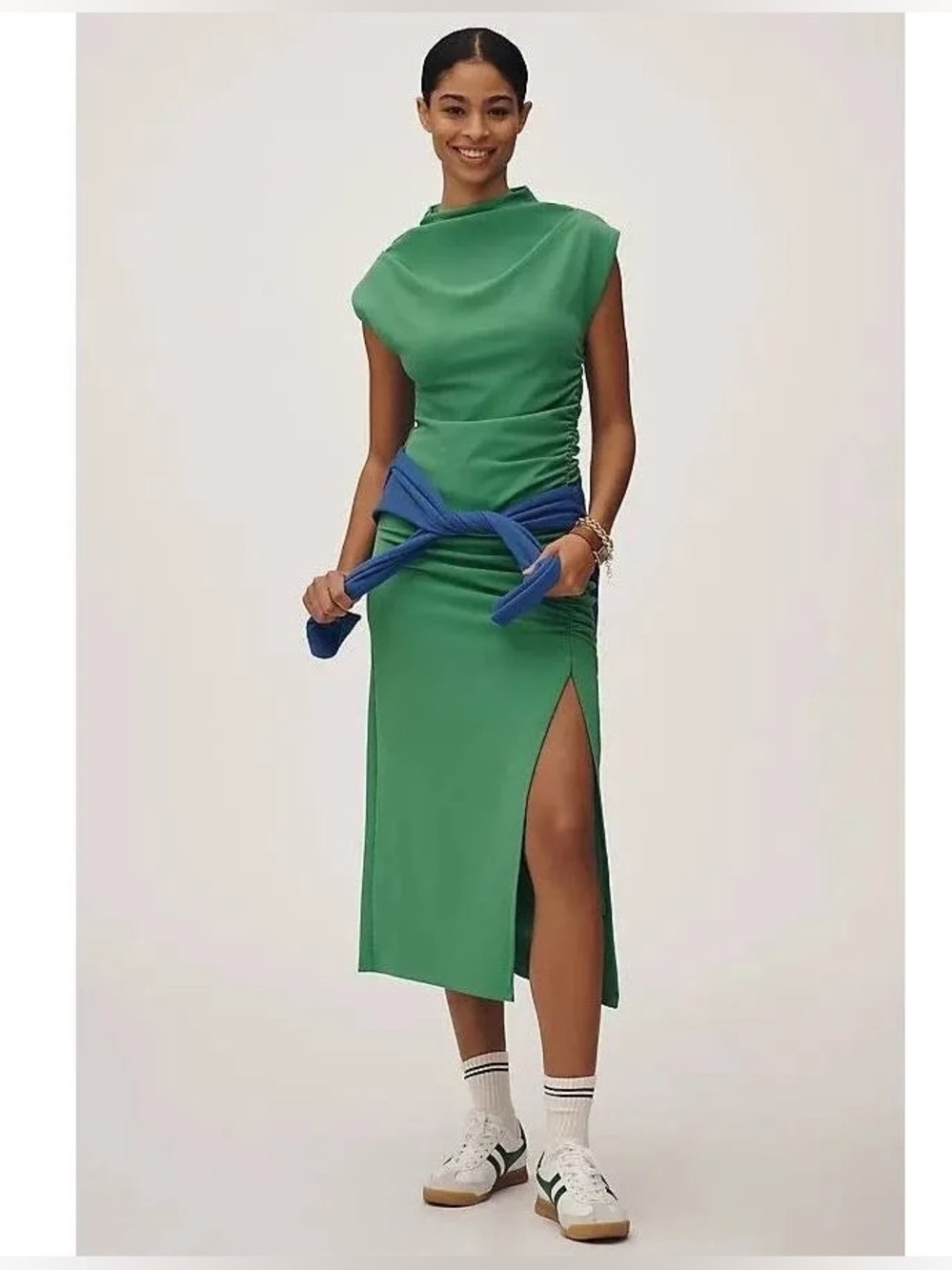 Anthropologie Rutsched Cowl Neck Dress in Green XL